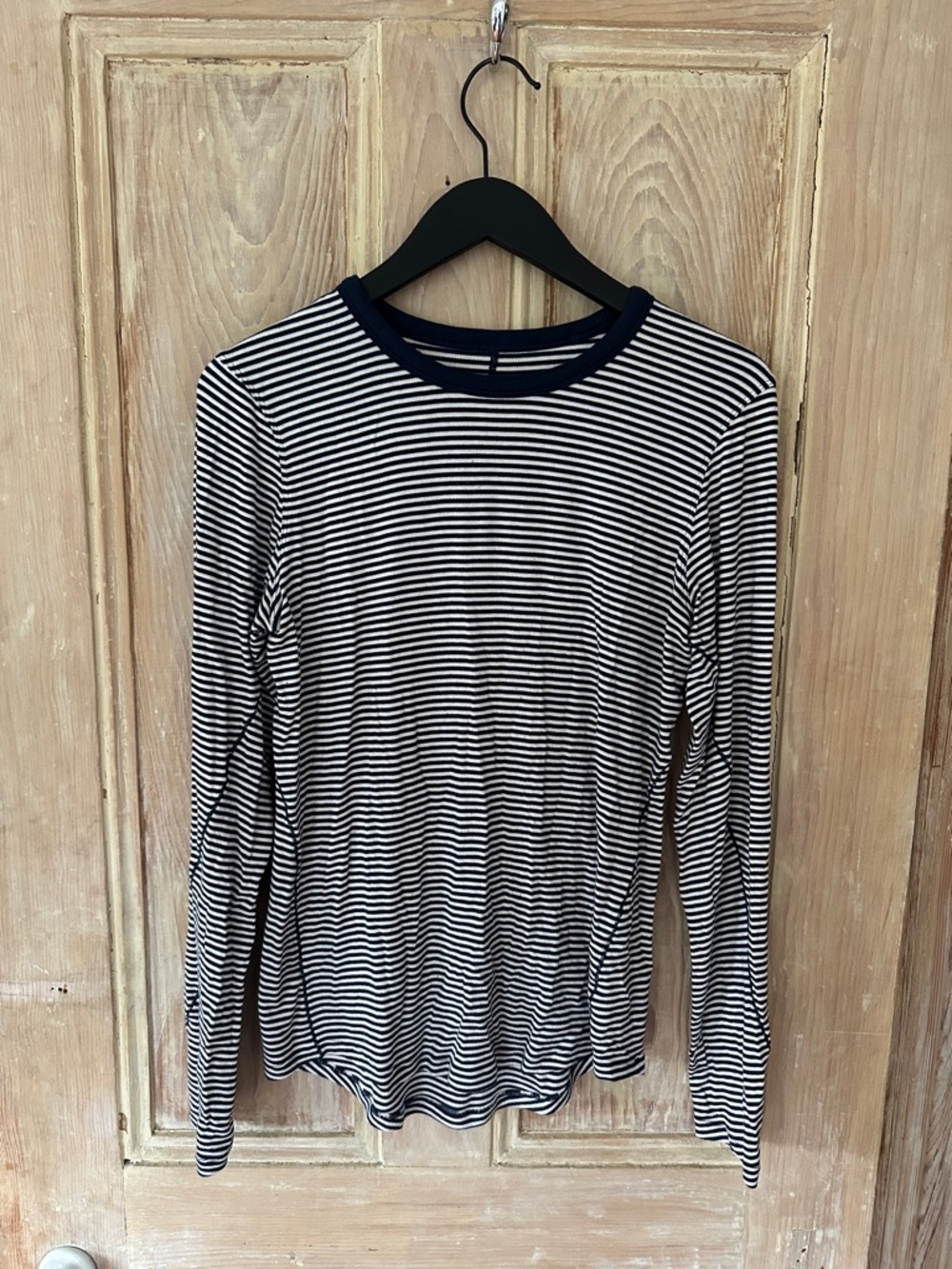 lululemon athletica Navy and White Striped Long-Sleeve Tee